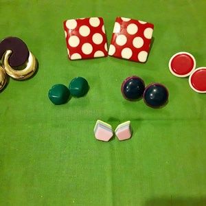6 pair of 80s plastic earrings